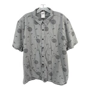 Star Wars Tie Fighter Button Down Shirt Men's Size 2XL Gray Short Sleeve Casual